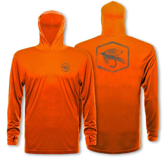 The Shelta L/S Travelr Hoodie Hex Fly in Burnt Orange color