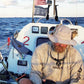 picture of a man rowing across the atlantic wearing a shelta sun hat and the aquaterra sun shirt