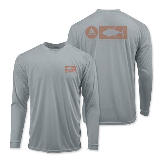 yellowfin logo long sleeve shirt in grey