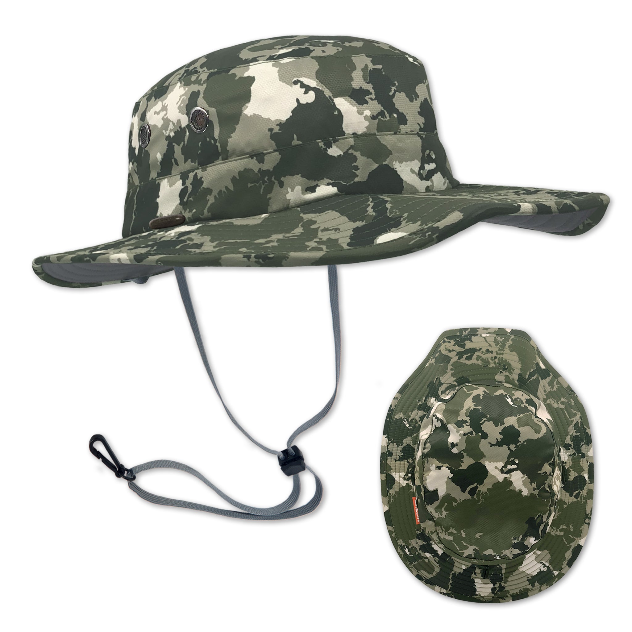 Outdoor Cap Bucket Hat Mens L/XL Camo Hunting Cap Vented Storage Band 22  3/4Circ 